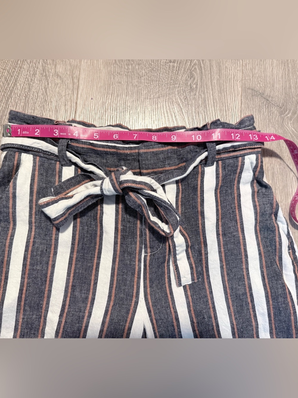 Banana Republic Linen Striped Wide-Leg Tie-Waist Pants - White, Navy & Brown - Picture 4 of 9